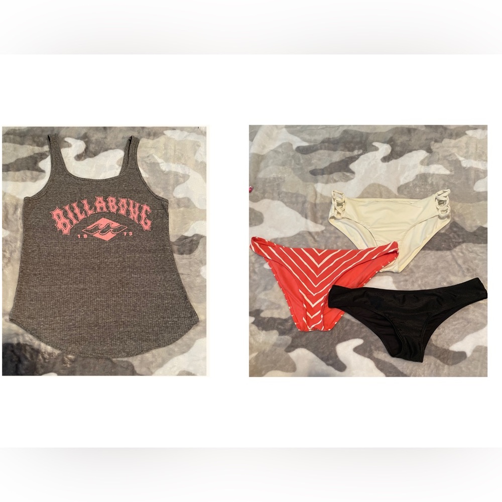 Billabong Bundle of 4- Tank and NWOT bikini bottoms size large
